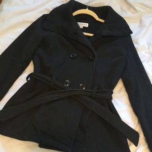 Black Merona Belted Peacoat